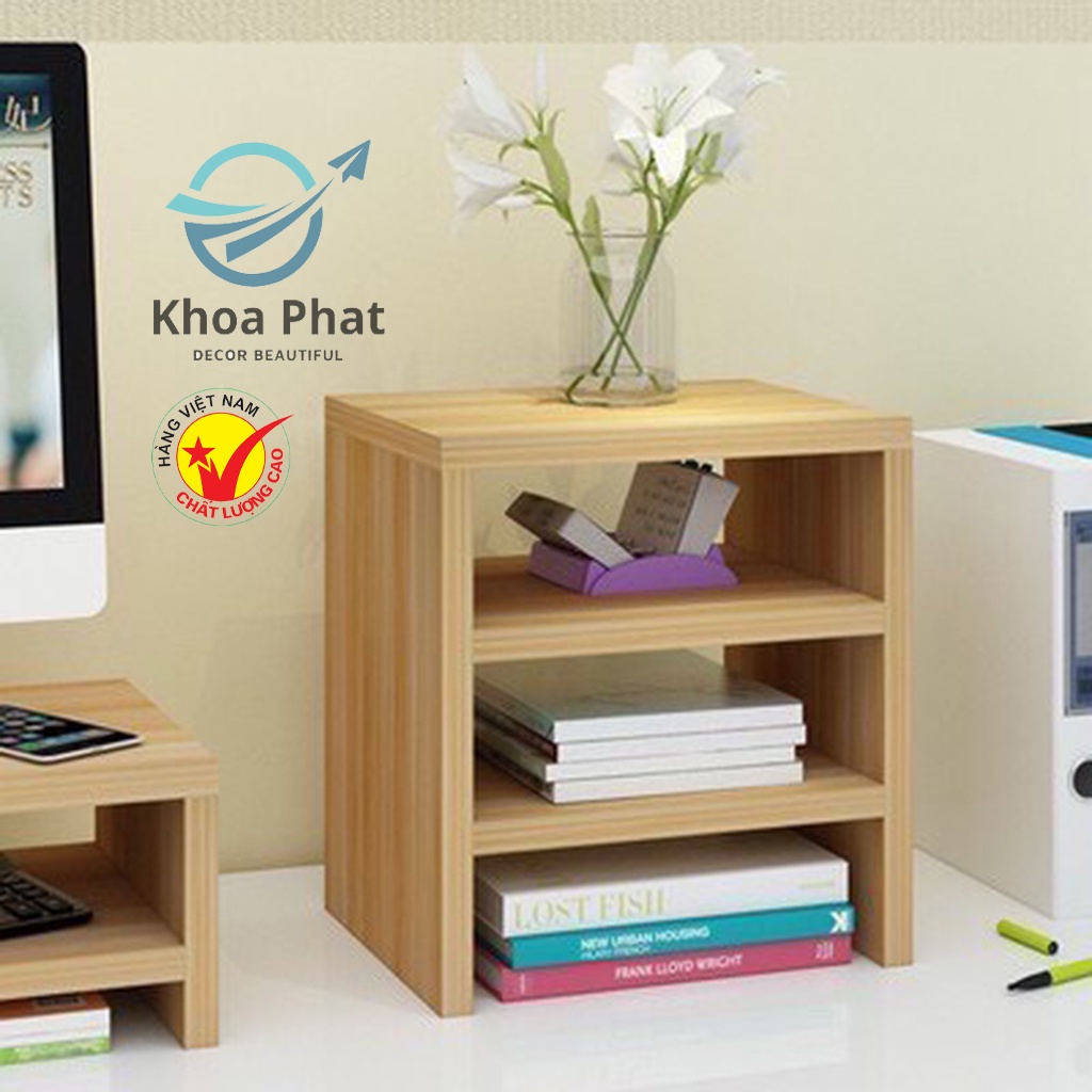 Kệ Sách Để Bàn 3 Tầng Khoa Phát, Kệ Gỗ Mini Để Bàn Đẹp