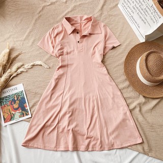 Đầm polo phối nút