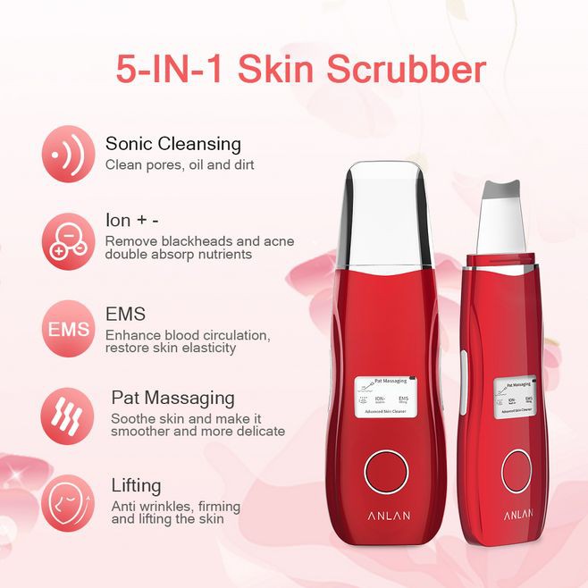 [Mã FMCGM100 - 10% đơn 500K] ANLAN EMS Ultrasonic Vibrating Massage Machine Blackheads Remover Cleansing Face