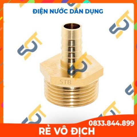 Ren ngoài 1/2 (21) đuôi chuột nối ống mềm - Đồng thau (Brass airline fitting female hose connector, béc búp RN)