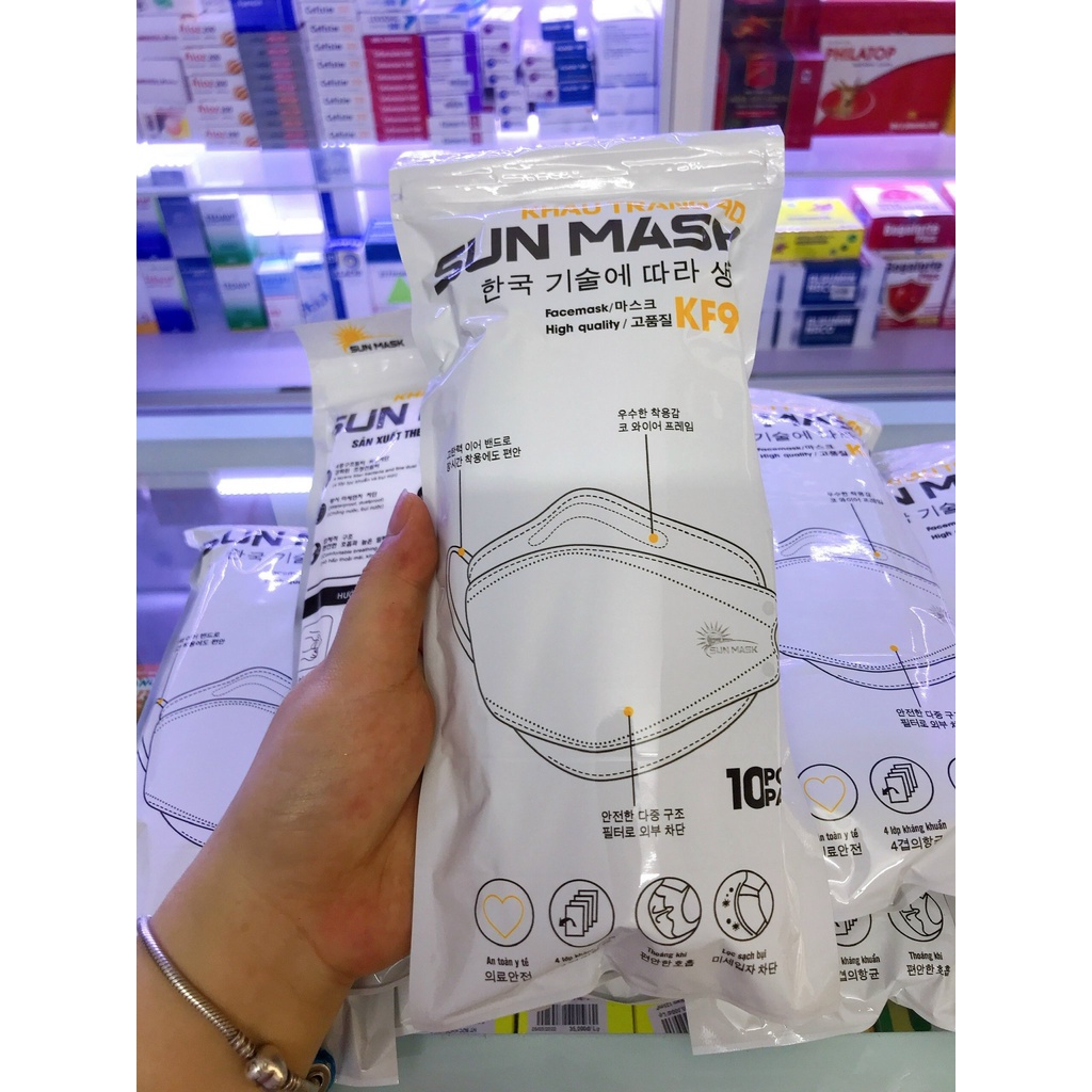 Gói 10 khẩu trang Sunmask KF94 Hàn Quốc