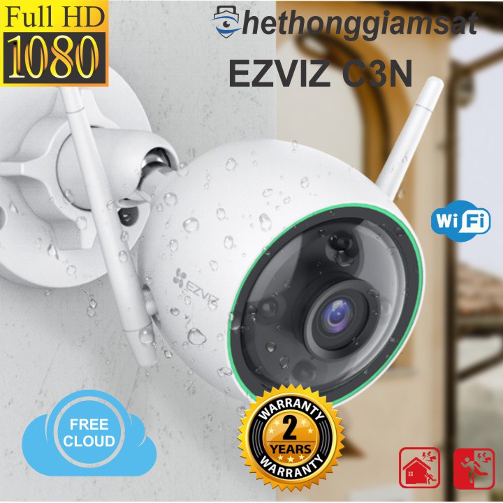 Camera EZVIZ C3N 1080P 2MPx (Có Màu Ban Đêm), Camera Wifi Ngoài Trời EZVIZ, Chính Hãng, Bảo Hành 24 Tháng