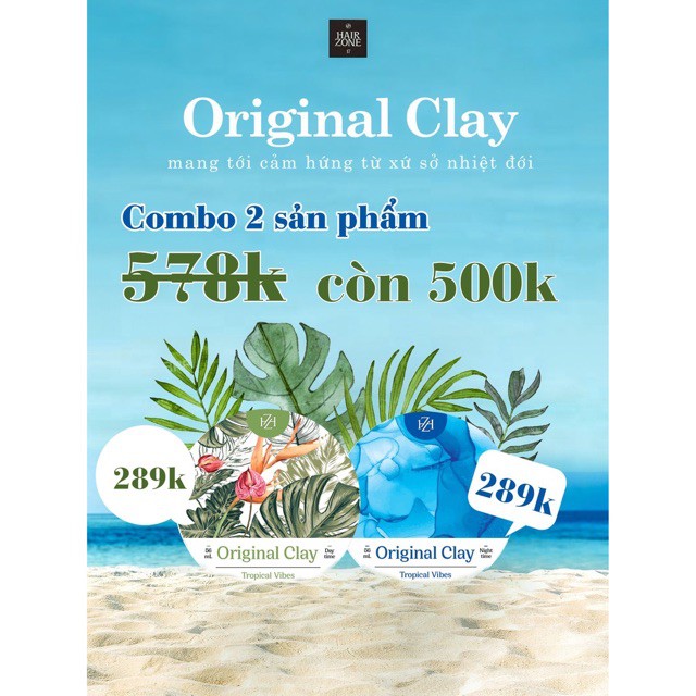 Combo sáp vuốt tóc Hairzone Original Clay 56g phiên bản Tropical Vibes