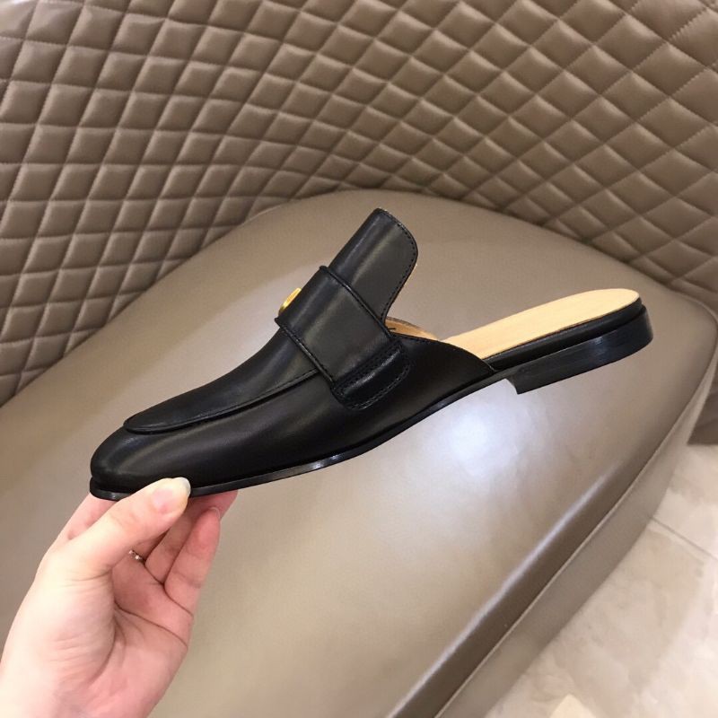 Giày lười da thật cho nam mũi tròn cực êm logo GG Gucci GC