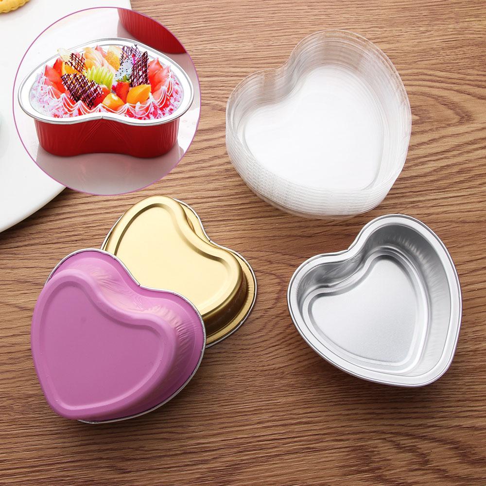 Upstopvn Khuôn Làm Bánh Cupcake Bằng Lá Nhôm Hình Trái Tim Có Nắp Cho Ngày Của Mẹ