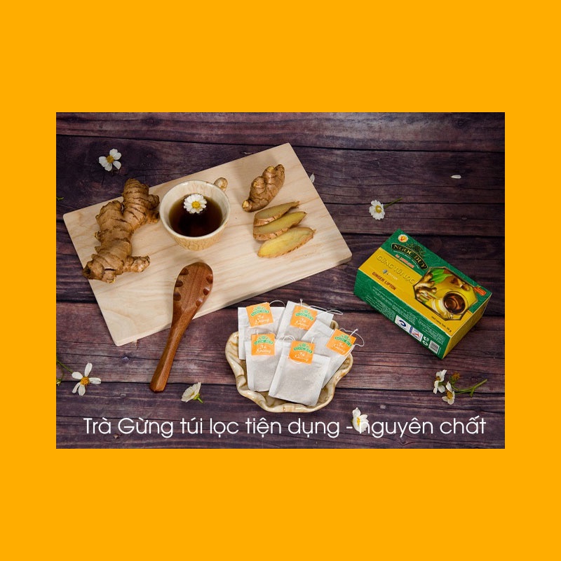 Trà gừng túi lọc Ngọc Duy hộp 30gr 15 túi lọc Tịnh Tâm mật ong tươi Hàn Quốc đường đỏ hòa tan | BigBuy360 - bigbuy360.vn