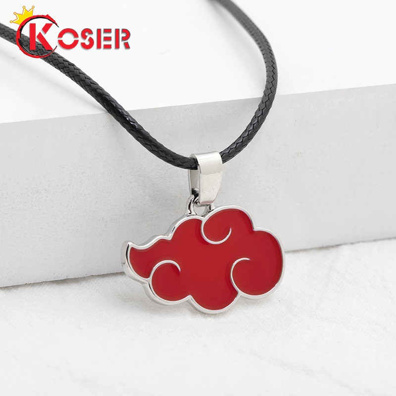 COSER KING 1 Pcs Japanese Anime Cosplay Naruto Akatsuki Organization Red Cloud Sign Metal Unisex Pendant Trendy Women Men Necklace