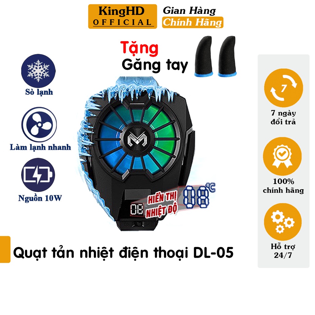 Quạt tản nhiệt chơi game điện thoại Memo DL05 hiển thị nhiệt độ máy chiến PUBG FreeFire ROS công nghệ sò lạnh siêu mát