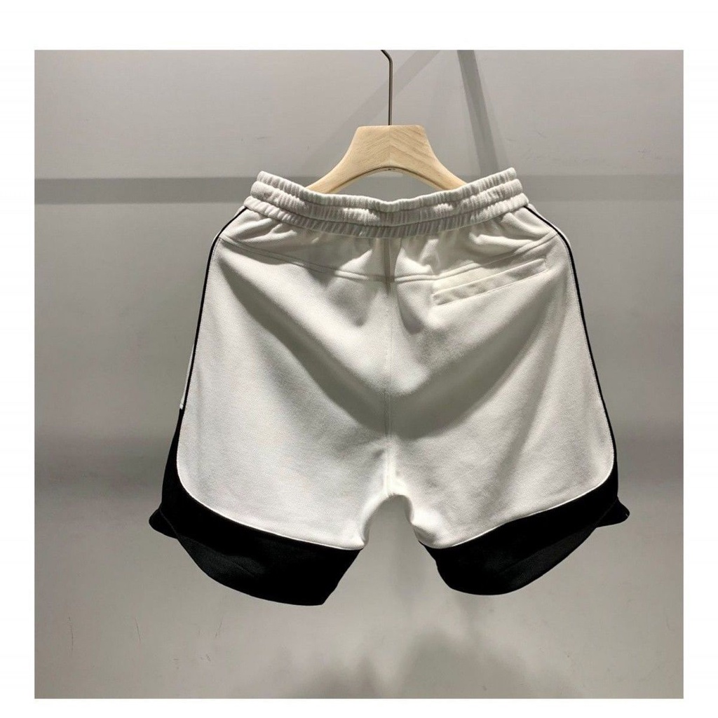 Quần Short Thể Thao Dệt Kim Màu Sắc Tương Phản In Họa Tiết Cá Tính Cho Nam