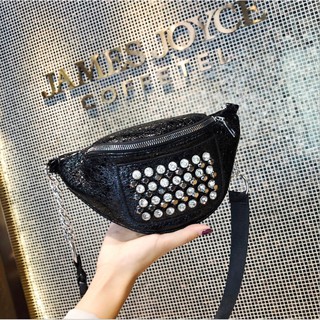 Túi bao tử đính đá thời trang cá tính phong cách Hàn Quốc - Túi bao tử đeo hông nữ