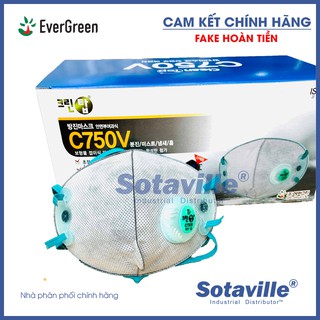 Combo 1 hộp 10 khẩu trang lọc bụi chống độc ever green c750v - lọc bụi mịn pm 2.5, chống khí độc, ô nhiễm.