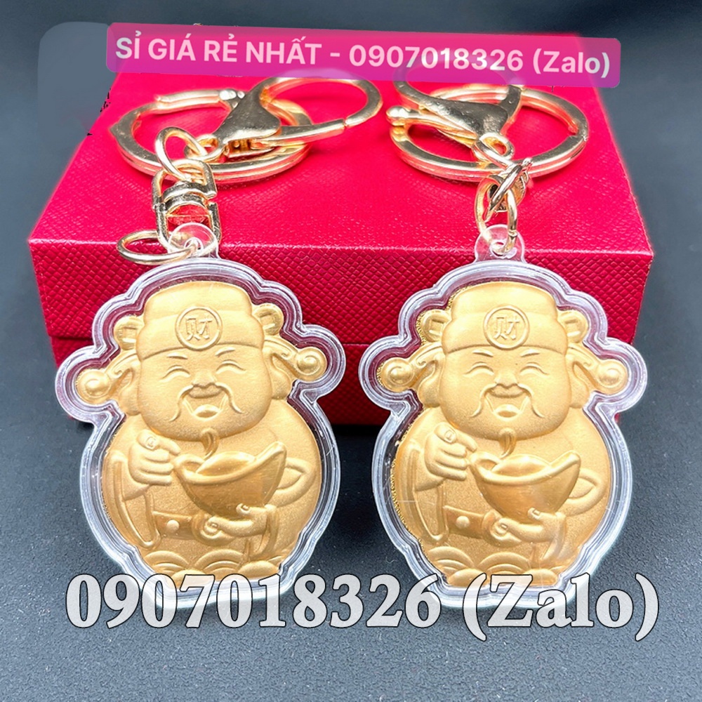 Sỉ 10 Cái Móc khóa Thần Tài Khai Lộc 24k May Mắn Phong Thủy ngày vía thần tài