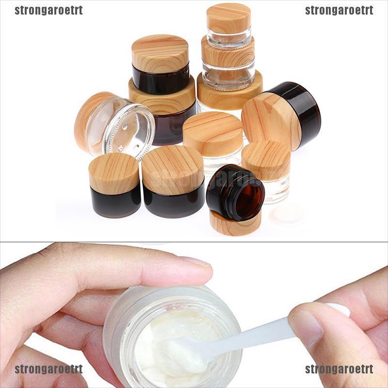 1 Hũ Thủy Tinh Đựng Mỹ Phẩm Chăm Sóc Da Có Tay Cầm Bằng Gỗ