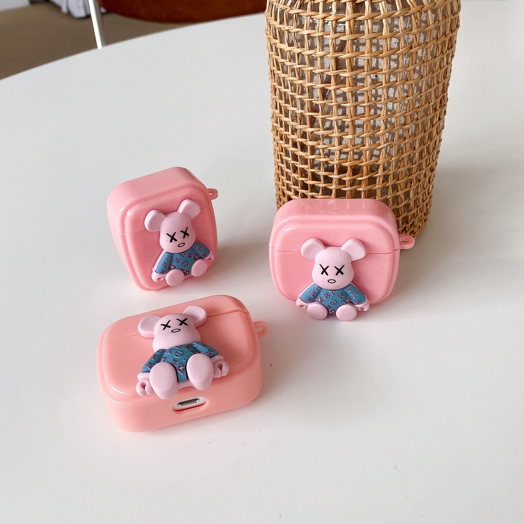 Vỏ Bảo Vệ Hộp Sạc Tai Nghe Airpods 1 2 Pro 3D Bluetooth Không Dây Chất Liệu TPU Mềm Hình Chú Gấu violent bear