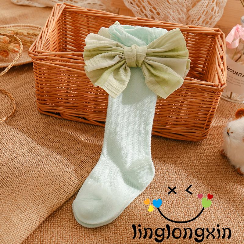 Vớ Cotton Dài Đính Nơ Đáng Yêu Cho Bé 0-3 Tuổi