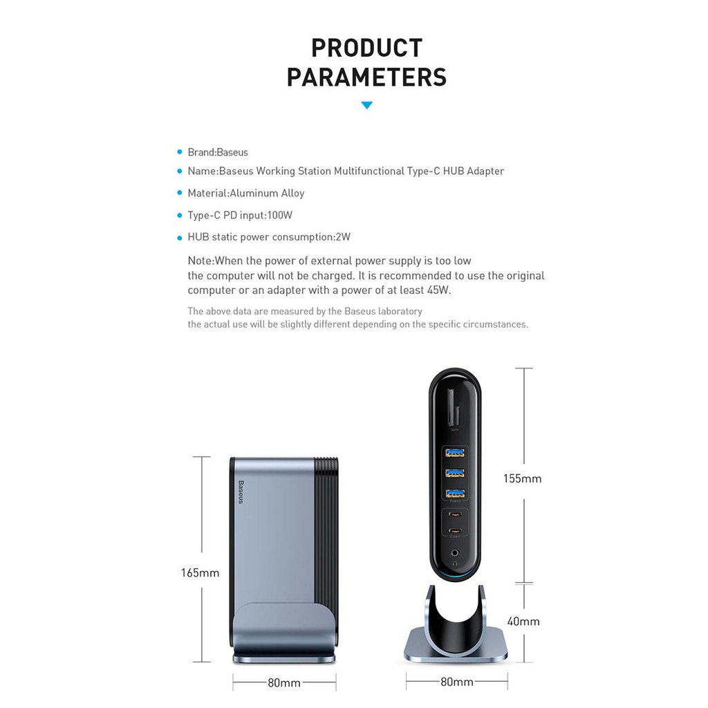 Hub chuyển Baseus Working Station 16 in 1 Multifunctional chuyển đổi đa năng tương thích với nhiều thiết bị