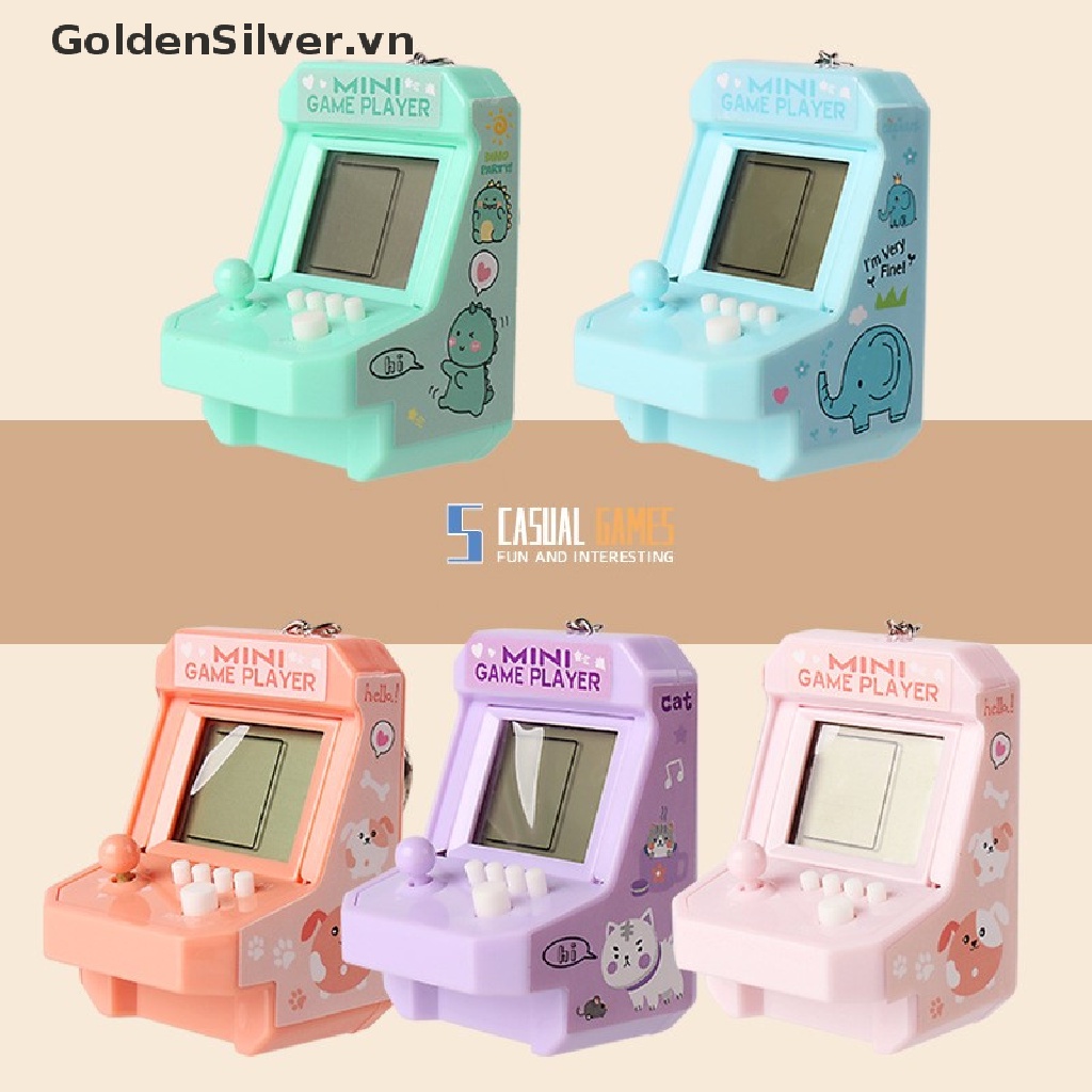 Máy Chơi Game Cầm Tay Mini Màu Vàng Bạc Kèm Móc Khóa Cho Bé