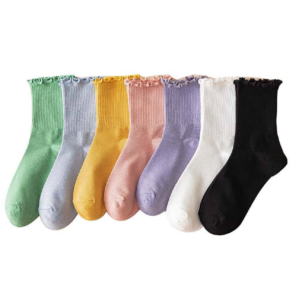 Vớ cotton màu trơn kiểu dáng thời trang dành cho nữ