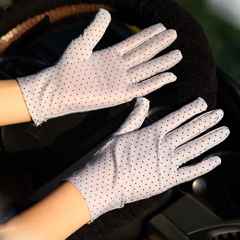 1 Đôi Găng Tay Chống Nắng UV Bằng Spandex Mỏng Họa Tiết Chấm Bi Thời Trang Xuân Hè Dành Cho Nữ