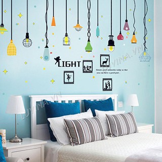 Decal dán tường trang trí phòng ngủ,quán cafe, văn phòng-Đèn light khung ảnh