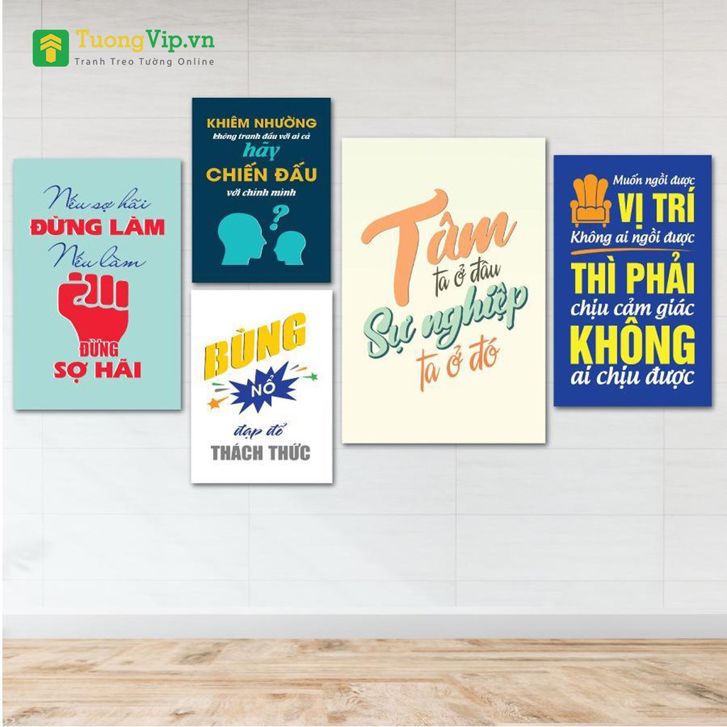 Tranh Laminate - Combo Tranh Treo Tường Văn Phòng, Slogan Tạo Động Lực 04 (Bộ 5 Tấm)