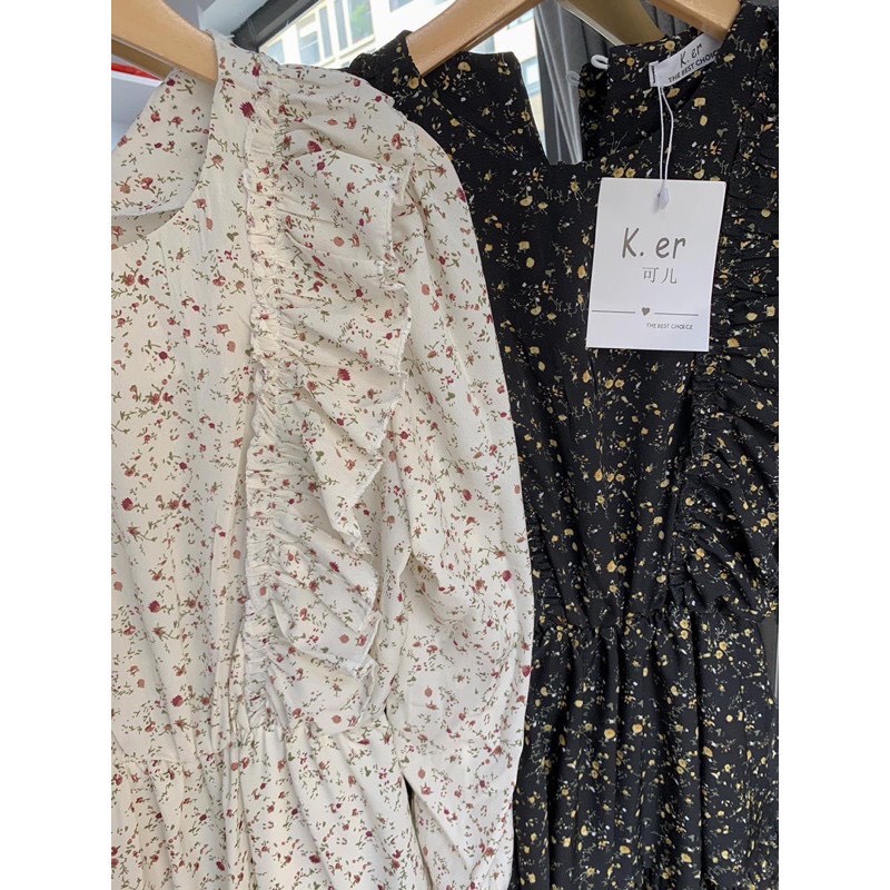 [Quà tặng là chun tóc nữ tính nhiều màu dai dẻo đàn hồi] Váy đầm babydoll hoa nhí viền bèo Lucy Outfit thiết kế bbd | BigBuy360 - bigbuy360.vn