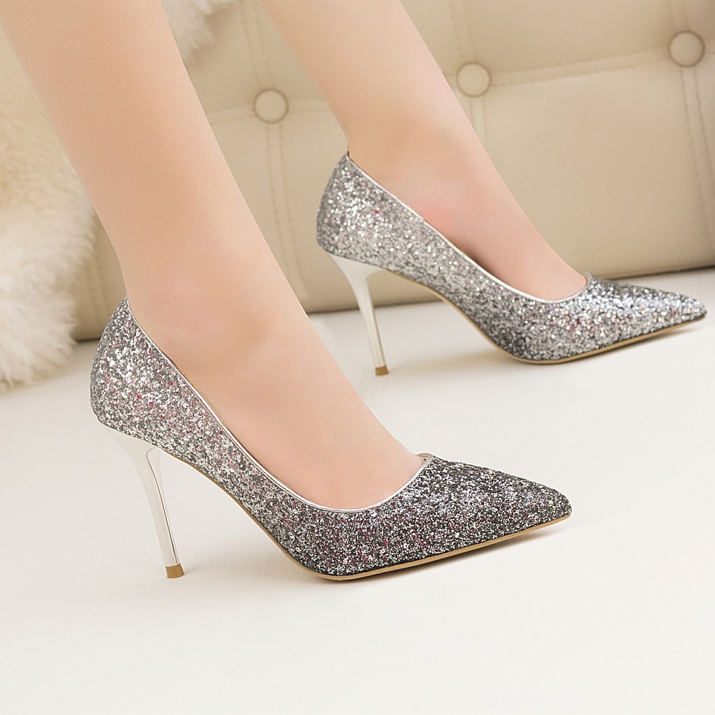 Giày Cao Gót Đính Kim Tuyến Lấp Lánh Thời Trang Dự Tiệc