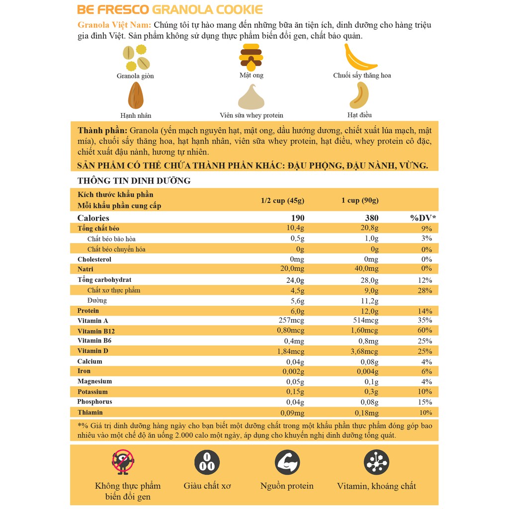 Ngũ Cốc Ăn Kiêng Granola Vị Cookie, Sữa Chua Befresco | BigBuy360 - bigbuy360.vn