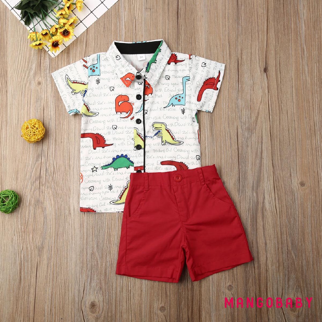 Bộ Áo Thun+Quần Short Hình Khủng Long Cho Bé Trai