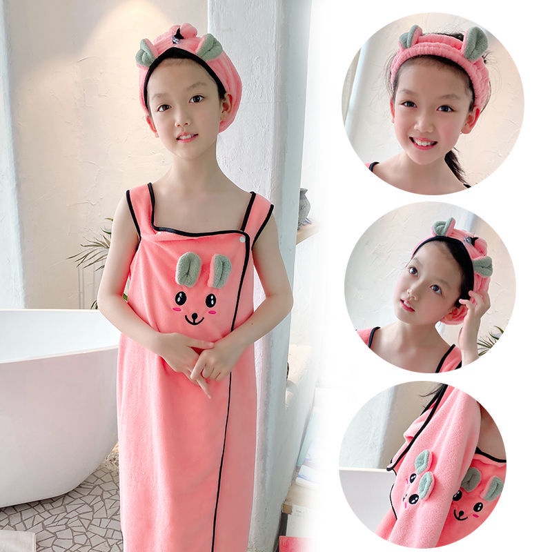 SUGE Khăn Choàng Tắm Vải Lông Cừu San Hô Siêu Mềm Mại Họa Tiết Hoạt Hình Cho Bé Gái