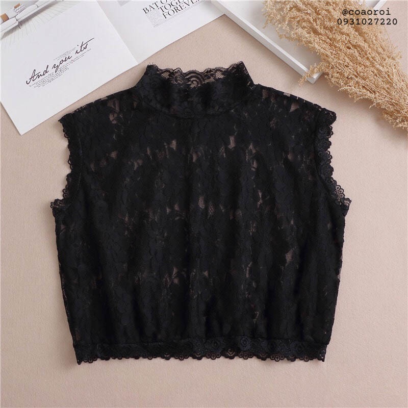 Áo croptop ren cổ giả mặc trong áo len - AO74