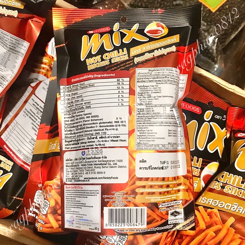 Snack tăm que cay Mix Hot Chilli Thái Lan (gói 60g)