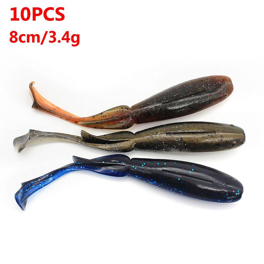 Bộ 10 Mồi Câu Cá Nhân Tạo Chất Liệu Mềm Mại Kích Thước 8cm 3.4g