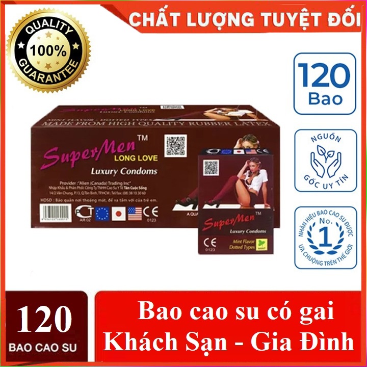 Bao cao su Super Men có gai kéo dài thời gian cho gia đình khách sạn - Hộp lớn 120 cái
