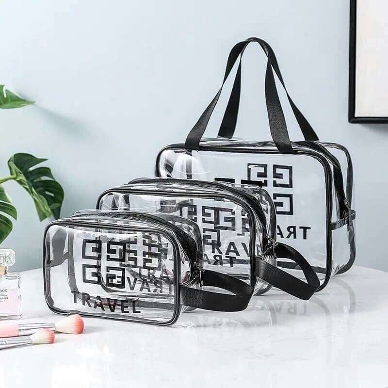 SET 3 TÚI ĐỰNG TRANG ĐIỂM PHỤ KIỆN TRAVEL (TRONG SUỐT)