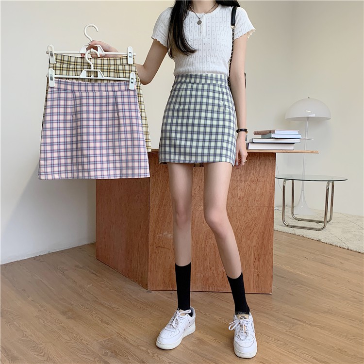 Chân Váy Ngắn Lưng Cao Họa Tiết Sọc Caro 9 Màu Ngọt Ngào Thời Trang | BigBuy360 - bigbuy360.vn