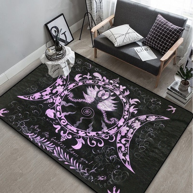 Thảm Trải Sàn Ba Điểm Hình Mặt Trăng Và Ngôi Sao Altar or Tarot Phù Thủy Màu Đen Trang Trí Phong Cách Gothic