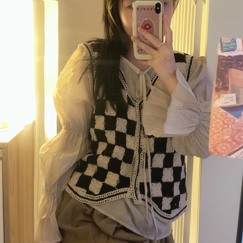 Áo Len Dệt Kim Không Tay Thiết Kế Đơn Giản Dễ Phối Đồ