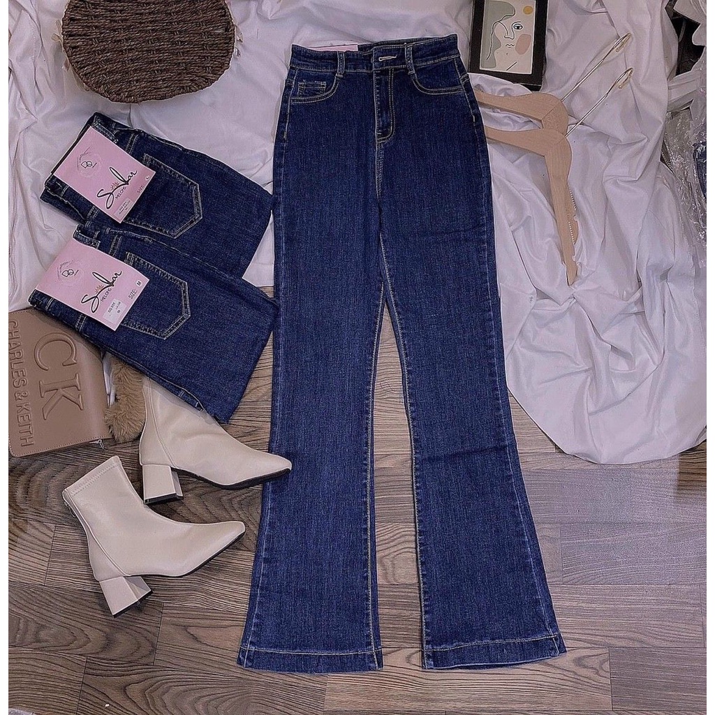 Quần Jeans ống loe trơn may gấu hàng đẹp