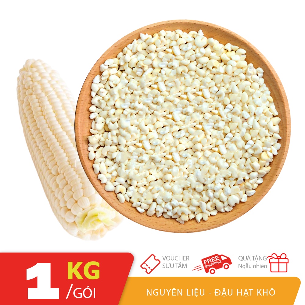 Túi 1KG bắp ruột trắng không vỏ Đà Lạt nguyên liệu khô