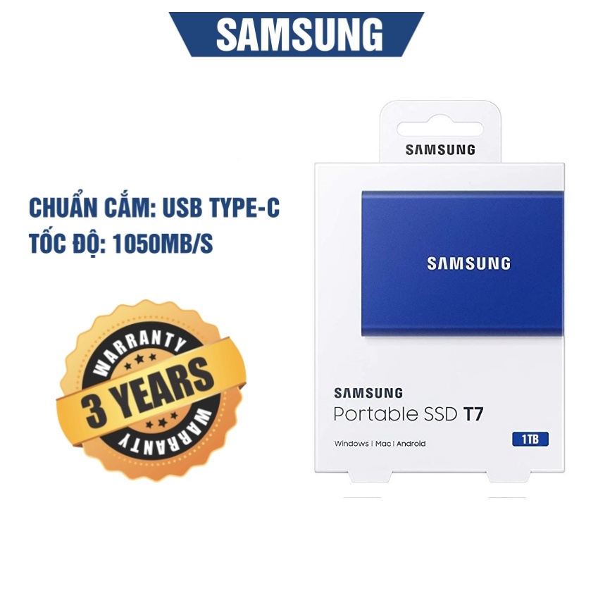 Ổ cứng di động SSD Samsung T7 1TB Màu Xanh