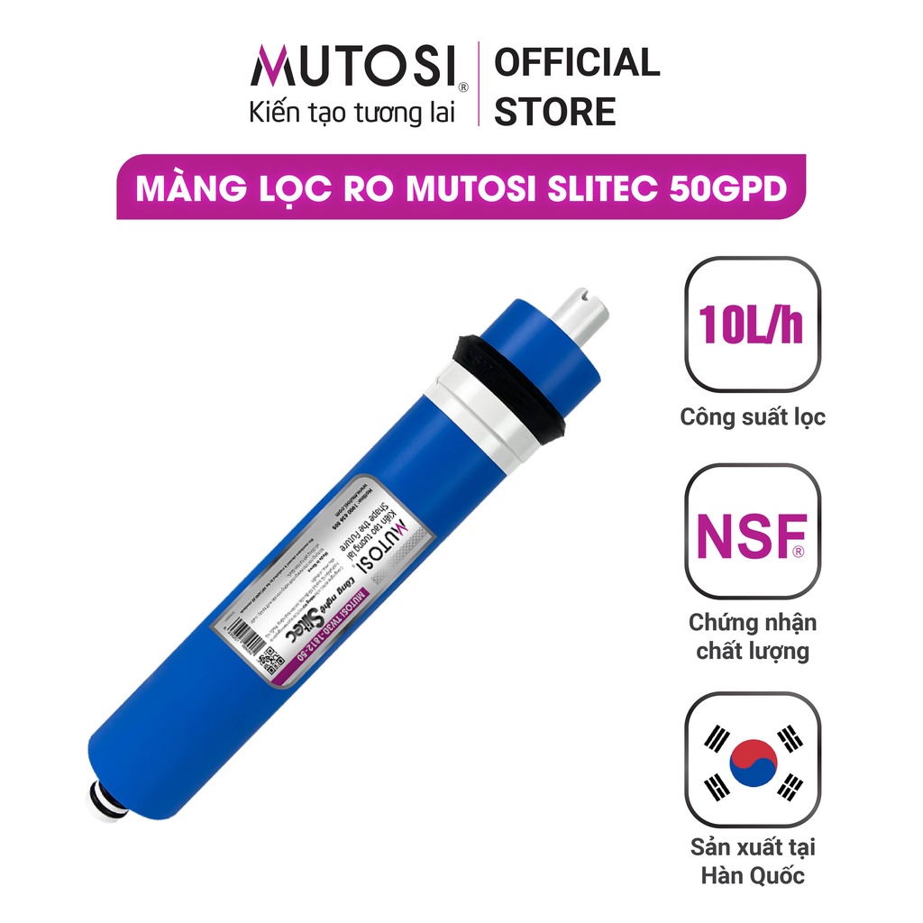 Màng lọc RO Mutosi SLITEC 50GPD loại bỏ 99.99% vi khuẩn và chất độc hại