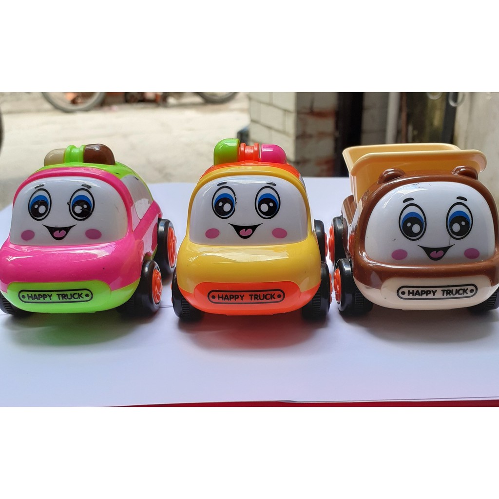 Hộp 12 xe mini Happy truck dễ thương cho bé, đồ chơi vận động, đồ chơi trẻ em, đồ chơi xe ô tô