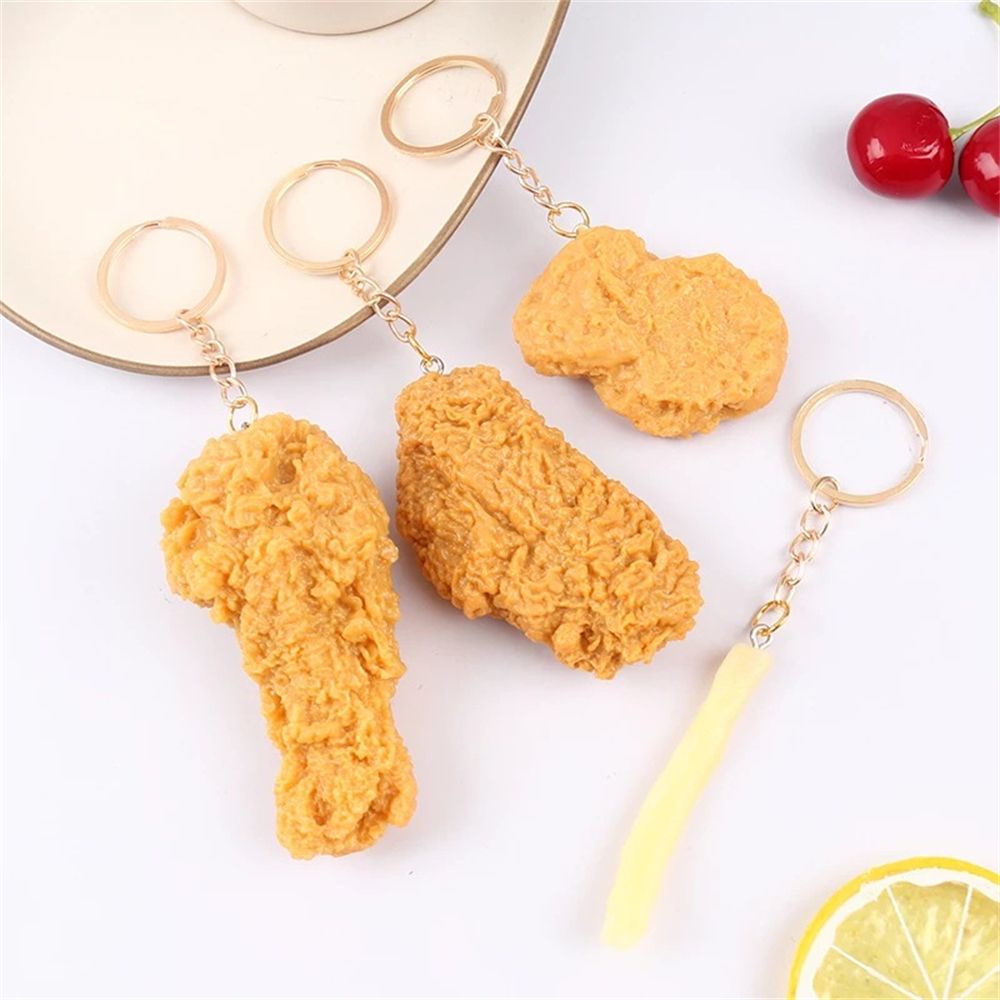 Móc khóa hình đùi gà/ khoai tây chiên dễ thương đáng yêu