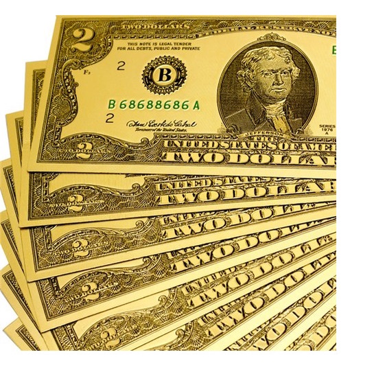Tiền 2 Usd Plastic Mạ Vàng