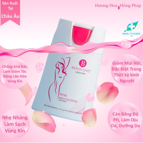 Dung Dịch Vệ Sinh Phụ Nữ Berlin Days Hương Hoa Hồng Pháp Làm Sạch Nhẹ Nhàng Giảm Mùi Hôi - Hàng nhập khẩu Đức