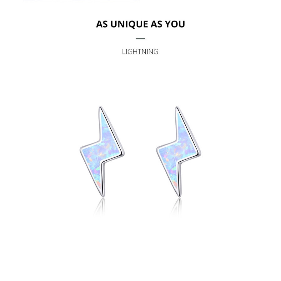 Khuyên tai Bamoer 860 bằng bạc 925 hình tia chớp thời trang dễ thương