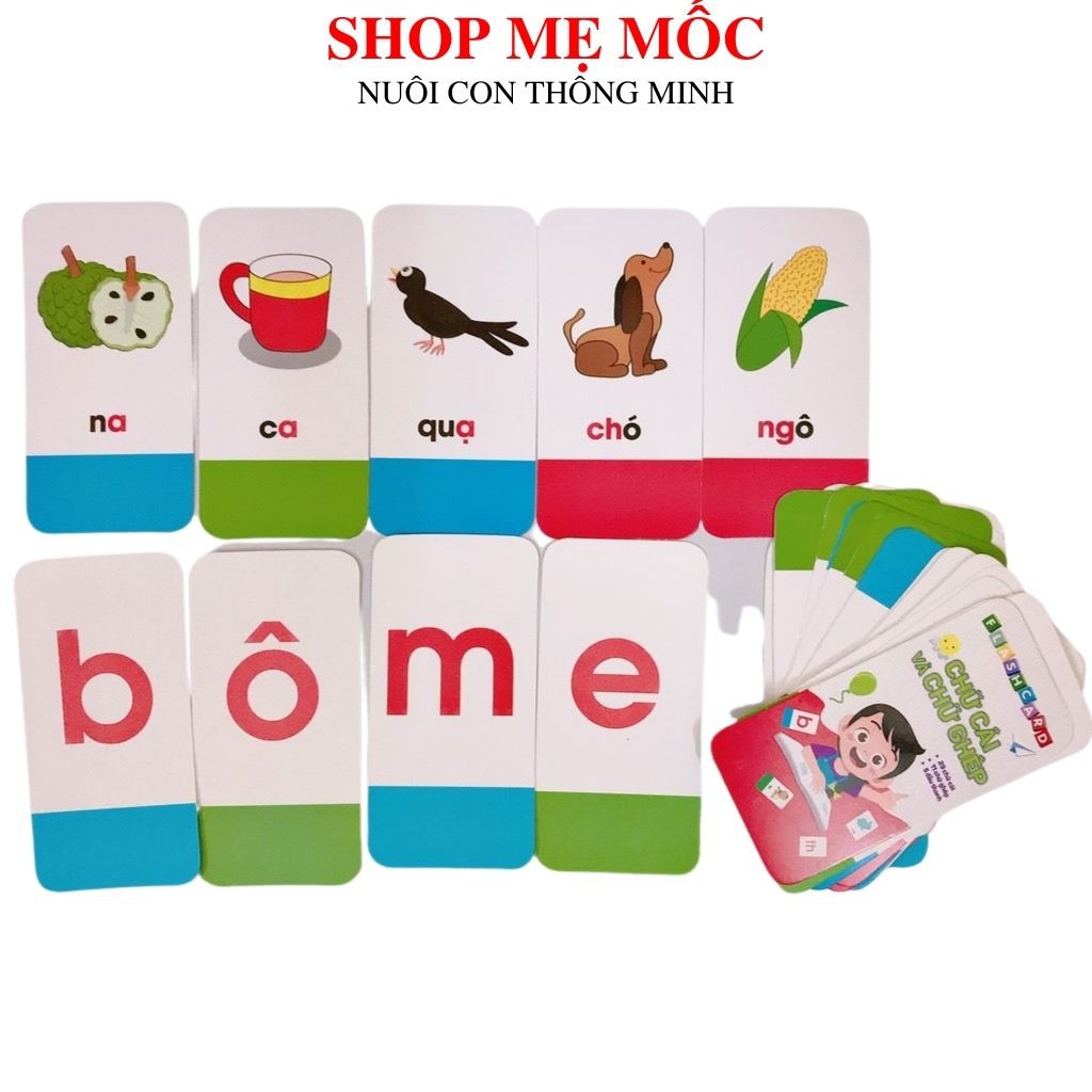 Bộ Thẻ Học Flash Card gồm 40 thẻ giúp bé phát triển ngôn ngữ ngay từ bé - Shop mẹ Mốc ,TGV