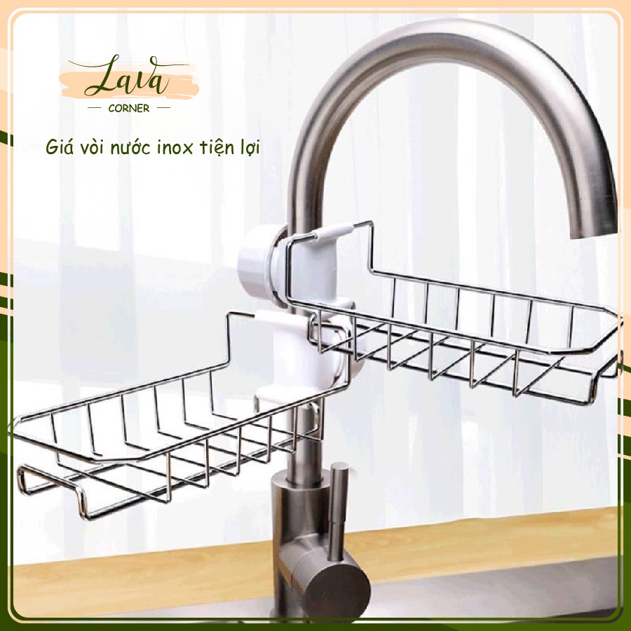 Khay Inox Gắn Vòi Rửa Bát, Giá Inox Thép Không Rỉ Treo Vòi Lavabo, Nhà Tắm, Chậu Rửa Bát, Toilet Để Đồ Đa Năng