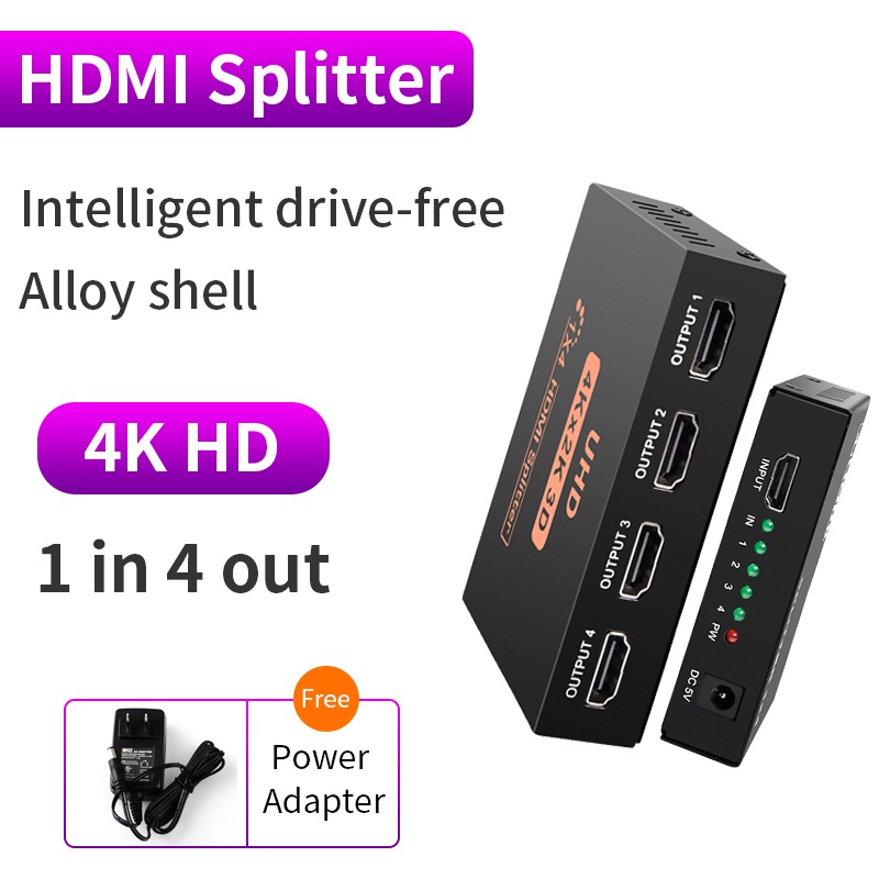 Bộ chia cáp HDMI 4K 2K 4 trong 1 HD 1080P dành cho PS4/laptop/máy tính/TV/máy chiếu